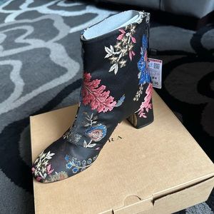Black w/ floral print Zara Ankle Boots